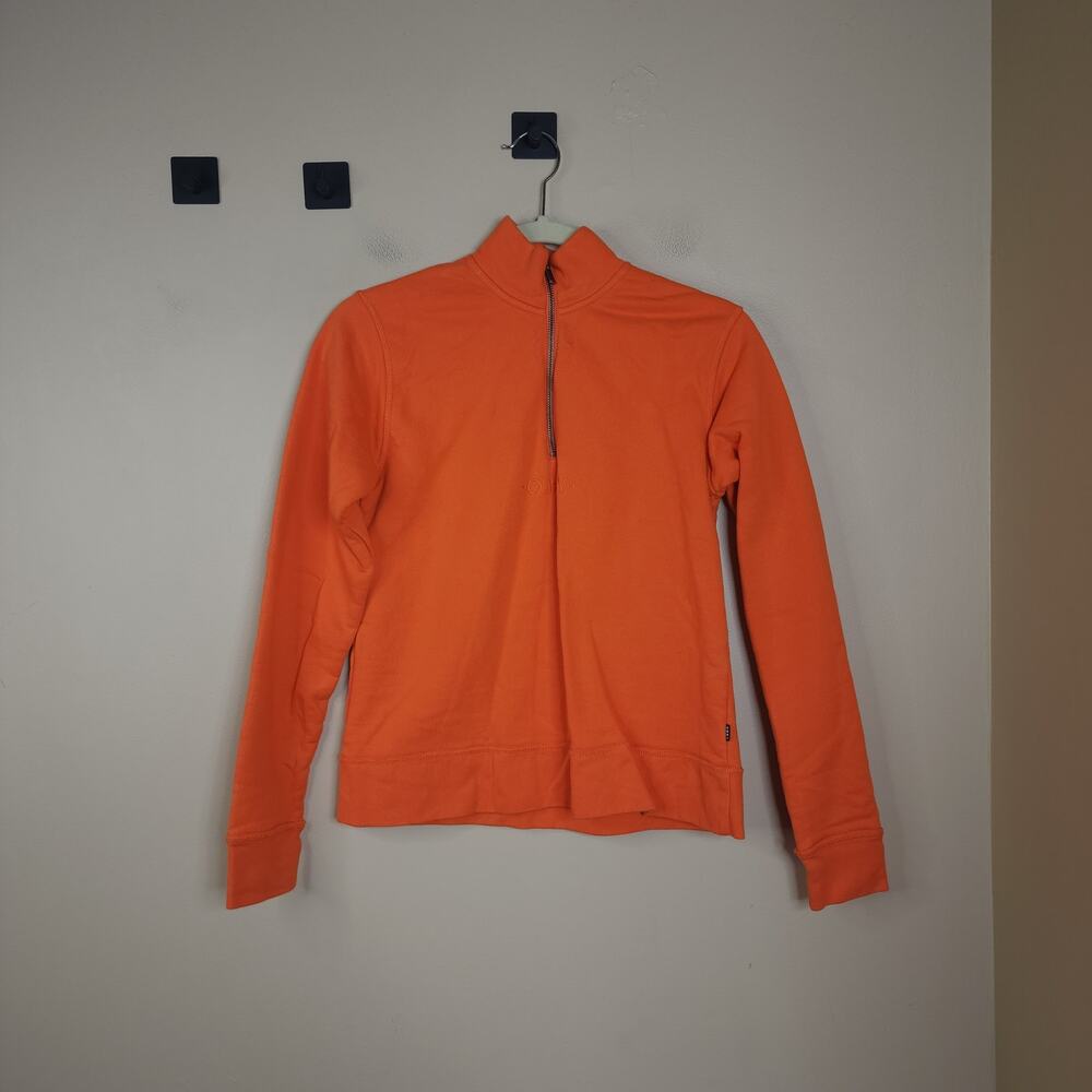 Obey Pull Over Quarter Zip Sweatshirt in Orange Size S